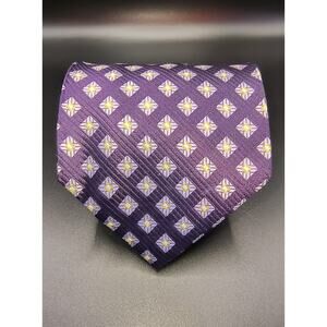 Bruno Piattelli Purple Geometric Patterned Tie - 100% Silk - 62 1/2" x 4"